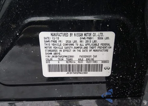 2015 Infiniti Q50 from USA, damaged, VIN JN1BV7AR2FM423991